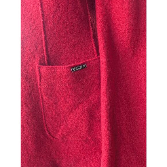 Geiger Vtg Red Button Up Cardigan Blazer Darted Jacket Wool 40 Austria Medium - Picture 11 of 13